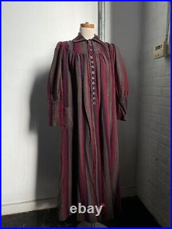 Antique RARE Antique 1890s/1900s Wool Flannel Gray, Purple and Pink Striped Gown