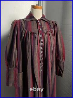 Antique RARE Antique 1890s/1900s Wool Flannel Gray, Purple and Pink Striped Gown