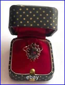 Antique Rare Imperial Rus era Faberge IP 56 14k Gold Garnet Ladies Ring with Box