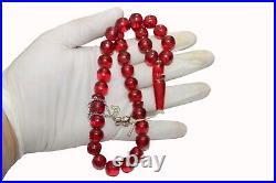 Antique Rosary Faturan German Genuine Cherry Amber Bakelite
