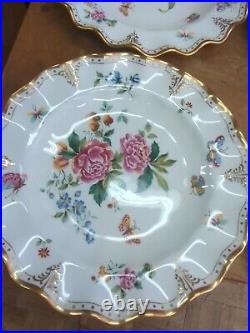 Antique Royal Crown Derby Derby Days Set 4 Ruffle Dinner Plate Plates