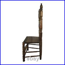 Antique Spanish Baroque Ladder Back Chair Carved Walnut Farmhouse Vintage