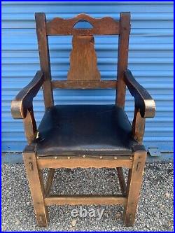 Antique Spanish Renaissance Colonial Revival Chair Handmade Mortise And Tenon
