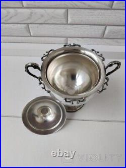 Antique Sugar Bowl Puti Silver 800 Italy Lid Handle Rare Old Decor 76 gr