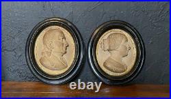 Antique Suite Portraits Medallions Terracotta Europe Gilt Bronze Man Woman 19th