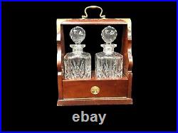 Antique Tantalus Decanter Set Mahogany Edwardian Circa 1900 Lock & Key Complete