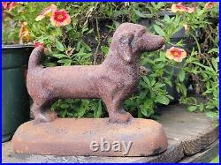 Antique Taylor Cook Whimsical Walking Dachshund Cast Iron Door Stop 1930 NO. 8