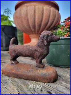 Antique Taylor Cook Whimsical Walking Dachshund Cast Iron Door Stop 1930 NO. 8