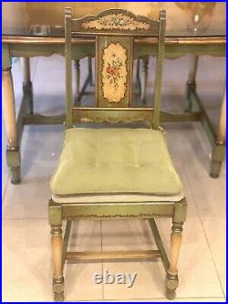 Antique VIntage french COTTAGE 7p China CABineT Table CHairs DisPLAY CuriO