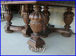 Antique Victorian Square Oak Dining Table 5 leaves 129