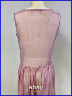 Antique Vintage 1920s Lavender Flapper Dress Sheer Georgette Dropped Waist S/M