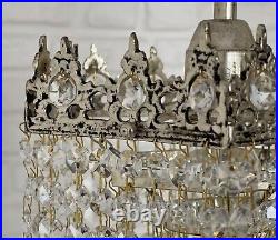 Antique Vintage Brass & Crystal Star shape Small Chandelier Ceiling Lamp UNIQUE