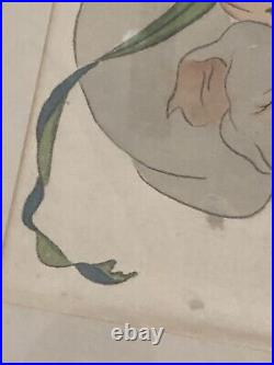 Antique Vintage Buddha On Elephant Original Chinese Republic Watercolor On Silk