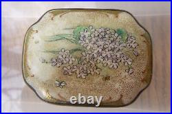 Antique Vintage Handpained Flowers Butterfly Porcelain Silver Belt Buckle Signed