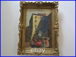 Antique Vintage Impressionism Painting Spain Mexico Landscape Urban City 1950's