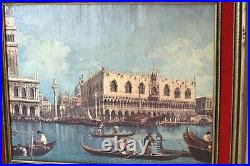 Antique Vintage Italian Scene Oil On Black Valvet / ORIGINAL Paintings Lot of 2
