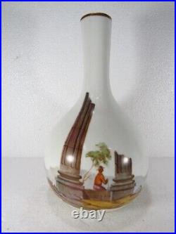 Antique Vintage Porcelain Vase Scene of Ruins White 9'' Tall