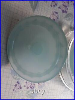 Antique Vintage Porteiux Vallerystal Seafoam Blue Opaline Jar, FIT FOR A QUEEN