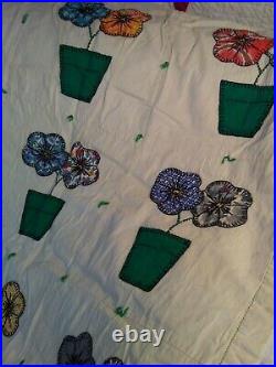 Antique Vintage Quilt FLOWERS SO CUTE! 