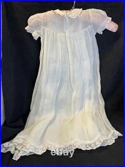 Antique Vintage Regency Georgian Style Embroidered Baby Dress White Cotton