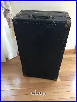 Antique Vintage Steamer Trunk Case Goldsmith Co. CHEST- Black With Hangers Drawers