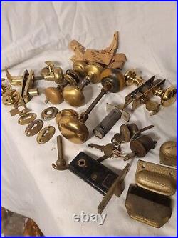 Antique Vintage Victorian Brass Door Knobs Hardware Plate Locks Parts