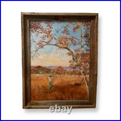 Antique/? Vintage oil on canvas painting, signed by Hill Landscape seen manhunt