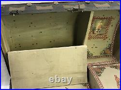 Antique Vtg Dome Trunk Chest Steamer Classic Victorian with Complete Tray & Key