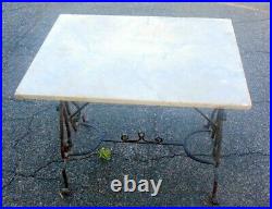 Antique Wrought Iron Marble Top TABLE French Pastry GARDEN VILLA CHIC