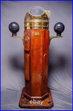 Antique brass nautical gimbal compass vintage ship's binnacle gimballed compass