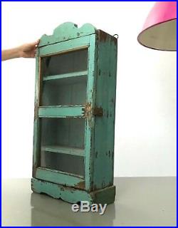 Antique/vintage Indian, Tall Art Deco Display/bathroom Cabinet. Teal & Turquoise