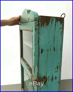 Antique/vintage Indian, Tall Art Deco Display/bathroom Cabinet. Teal & Turquoise