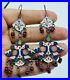 Antique-vintage-Old-Silver-enameled-Silver-Earring-with-stone-inlay-01-mtr