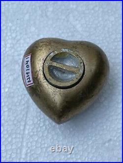 Antique vintage original carved brass heart shape paper weight with lead NH1041