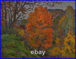 Autumn landscape, antique original painting, vintage painting, impressionism