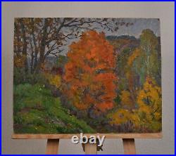 Autumn landscape, antique original painting, vintage painting, impressionism