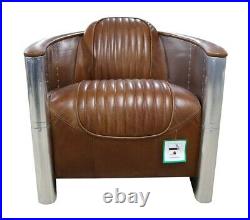 Aviator Pilot Chair Vintage Distressed Tan Real Leather