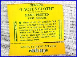BACKSTOCK NWT NOS 40s Vintage Cactus Cloth CALIFORNIA STATE Souvenir Tablecloth