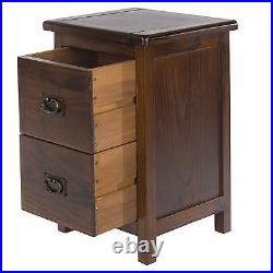 Baltia Dark Wood 2x 2 Drawer Bedside Cabinet Tables Solid Wood Storage Bedroom
