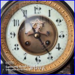 Black French Marble Antique Mantel Clock S. Marti & Cie, Medaille D'Argent 1890