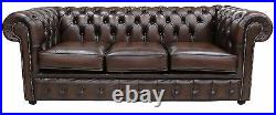 Brand New Chesterfield 3 Seater Sofa Settee Couch Antique Brown Real Leather