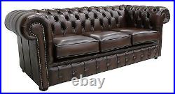 Brand New Chesterfield 3 Seater Sofa Settee Couch Antique Brown Real Leather