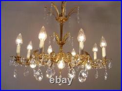 Brass Crystal Chandelier Vintage Lamp Classic 12 Light Ø 28