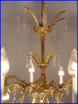 Brass Crystal Chandelier Vintage Lamp Classic 12 Light Ø 28