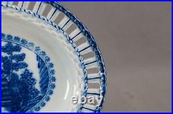 British Willow Nankin Pattern Blue & White Pearlware Chestnut Basket Tray C. 1795
