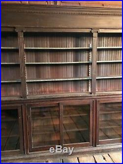 C1890 vintage country store cabinet PA origin 12 3 x 99 x 16 open shelving