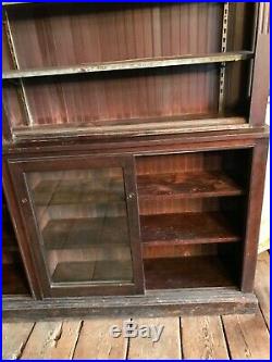 C1890 vintage country store cabinet PA origin 12 3 x 99 x 16 open shelving