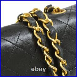 CHANEL Quilted Single Chain Shoulder Bag Purse 1435347 Black Lambskin 20613