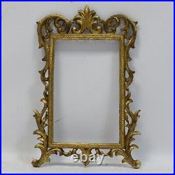 Ca. 1900, old carved mirror picture frame, 8.6 x 5.5 in inside
