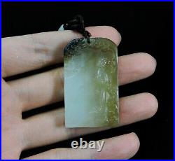 Certified Natural Hand-carved Hetian Jade Pendant Jadeite Necklace Madame 110528